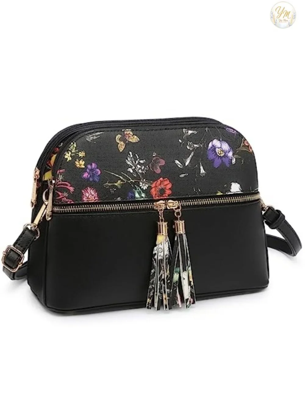 Vegan Leather Crossbody Bag with Tassel Zipper Pocket Multi Pockets Travel